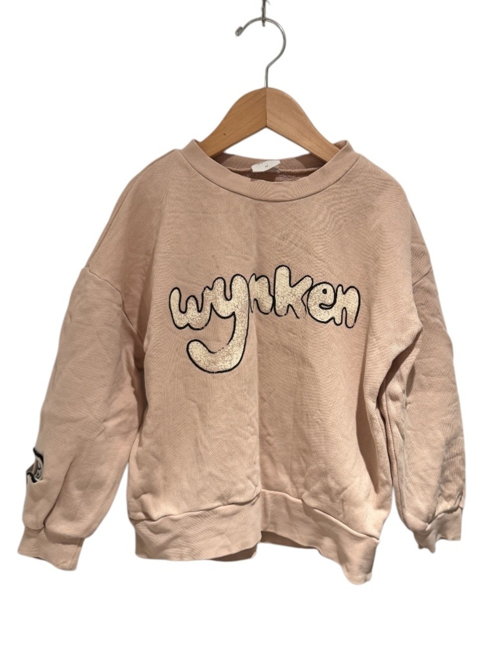 WYNKEN cream/blush pink oversized graphic print sweatshirt - size 4